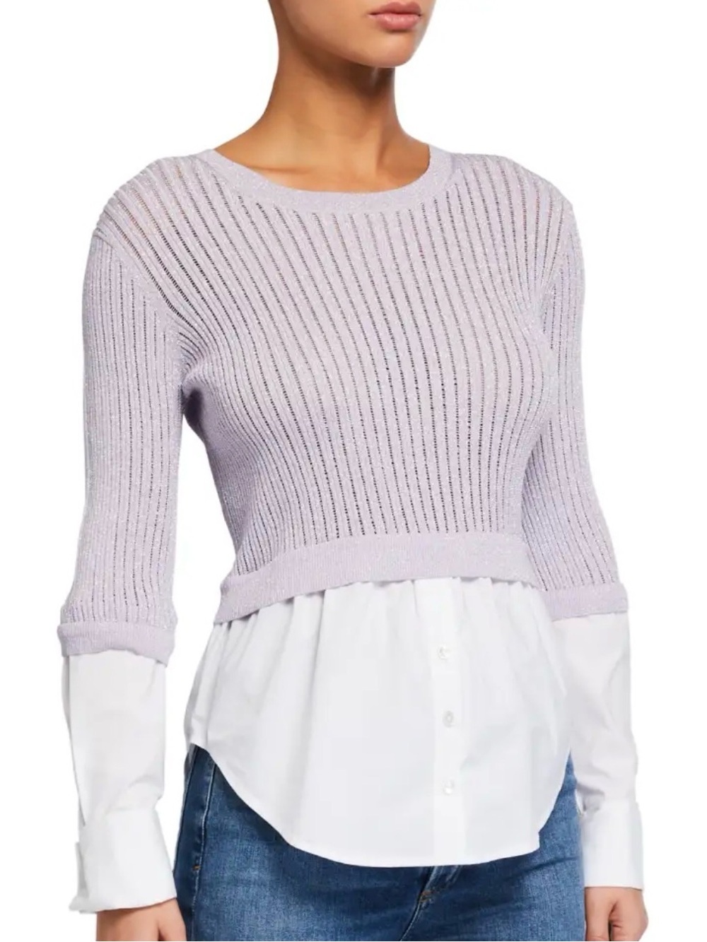 Veronica Beard Kaley Mixed Media layered blouse sweater NWOT SZ m